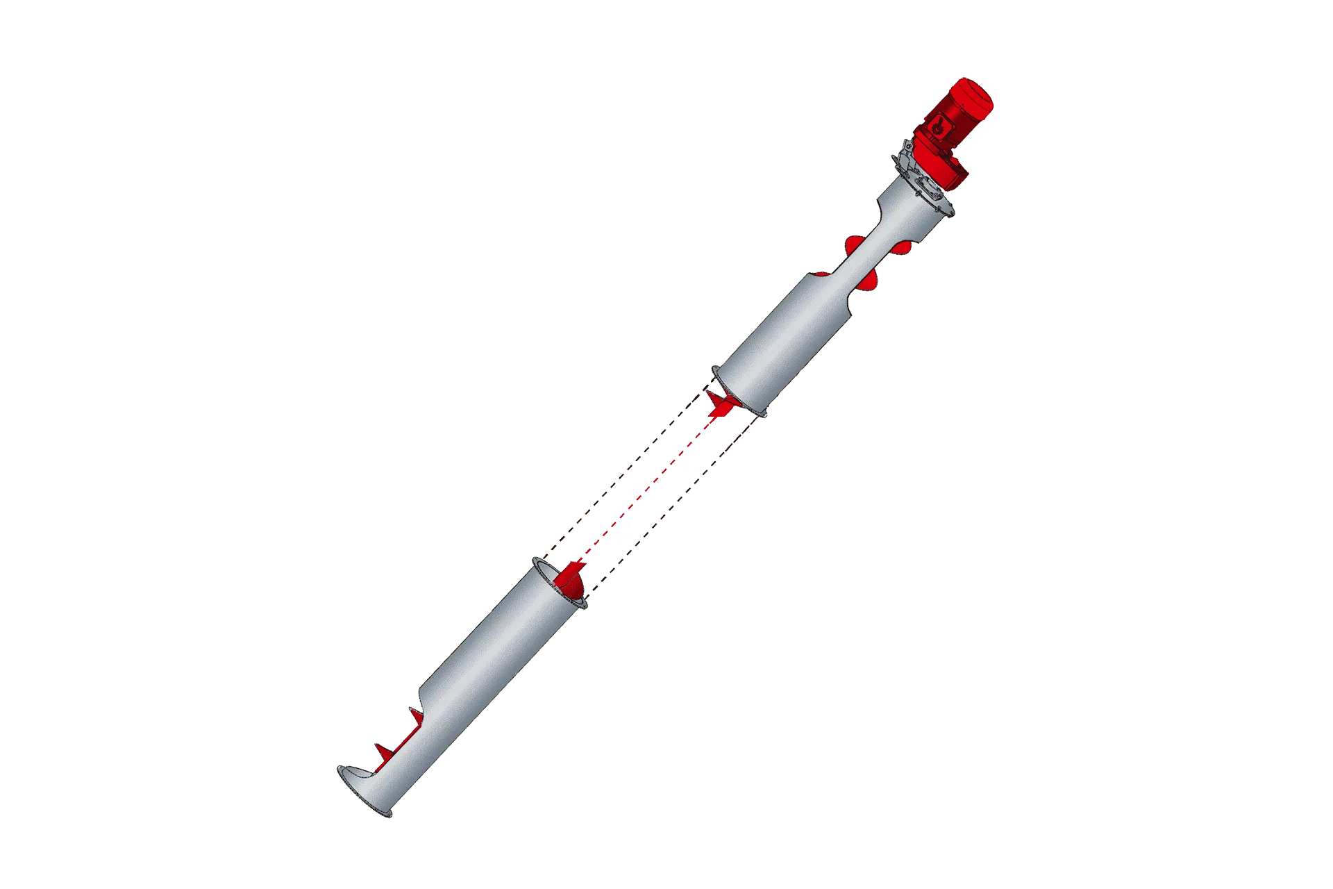 Feed auger with variable inclination